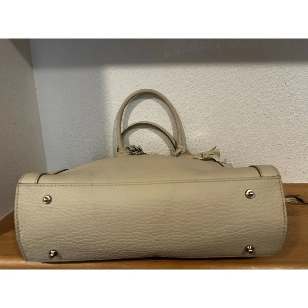 Dooney & Bourke East West Tassel Purse Bone EUC